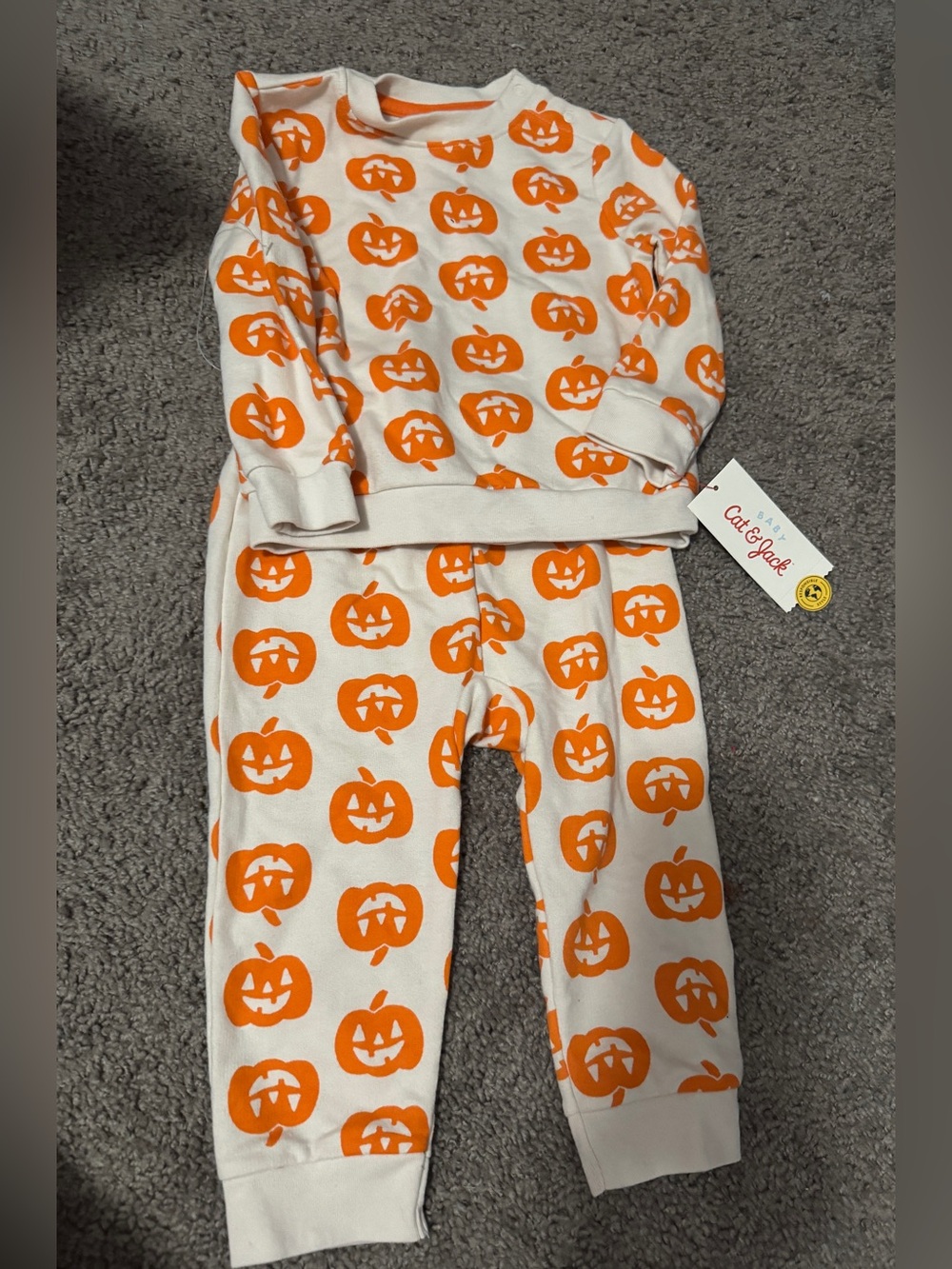 NWT cat & jack Toddler Baby Boys Girls Unisex set pumpkin halloween 18 months